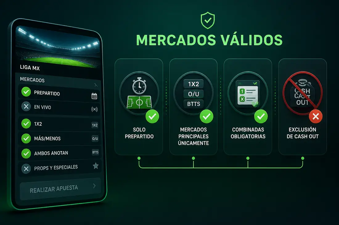 Mercados válidos Liga MX para liberar bono