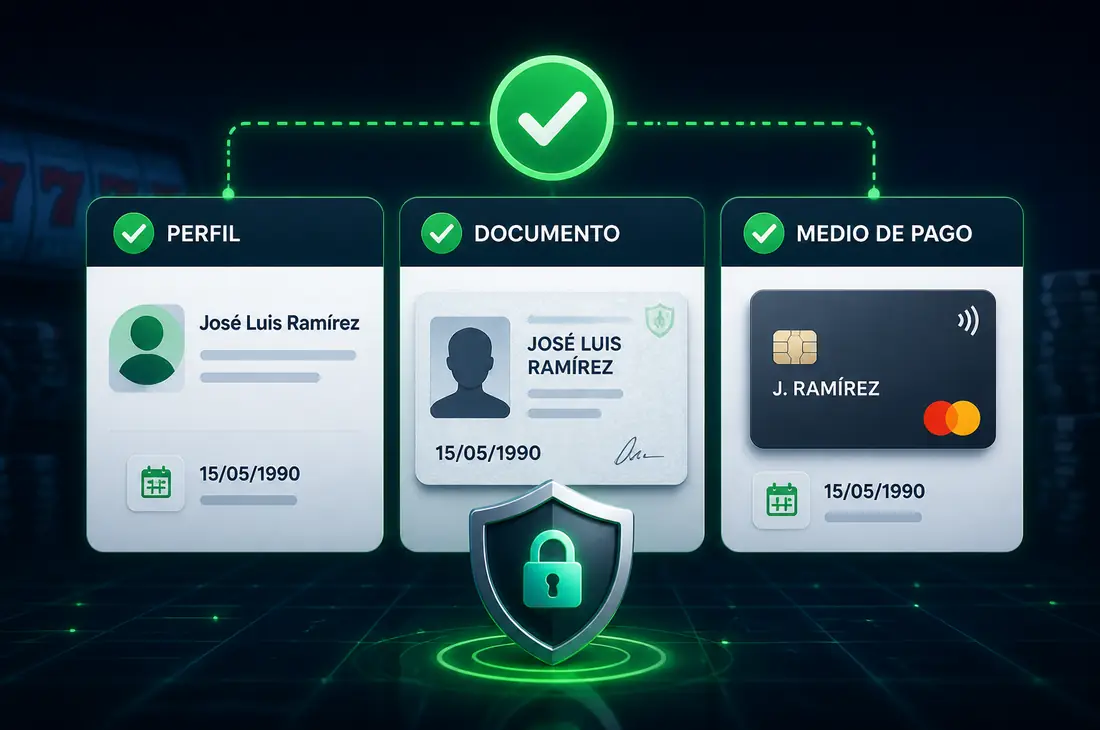 Verificación de identidad: nombres, documentos, pagos